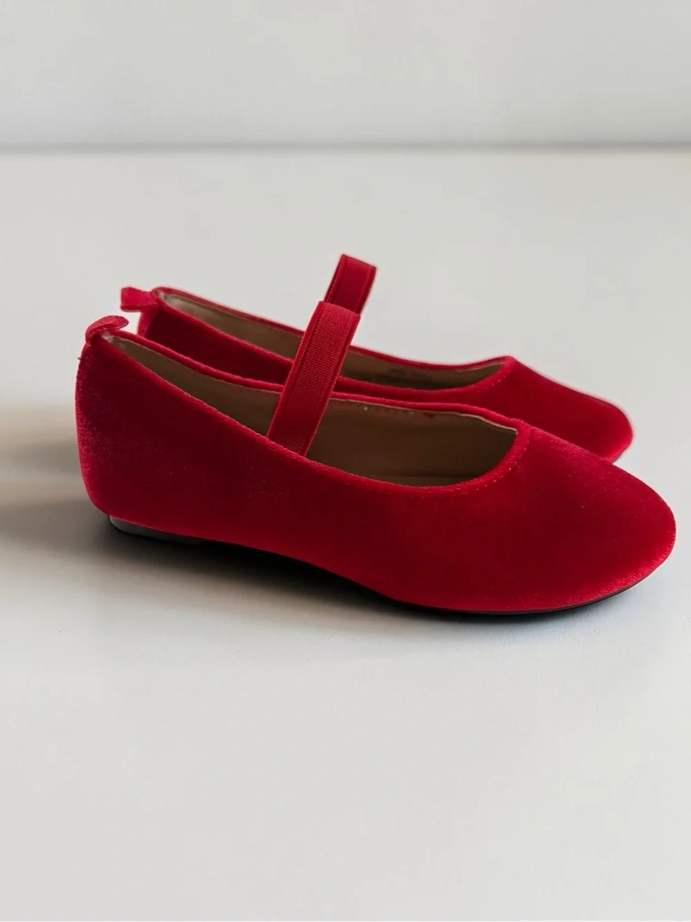 CREWCUTS EUC Rich Apple Red Velvet Mary Jane Ballet Flat Holiday Christmas Shoes